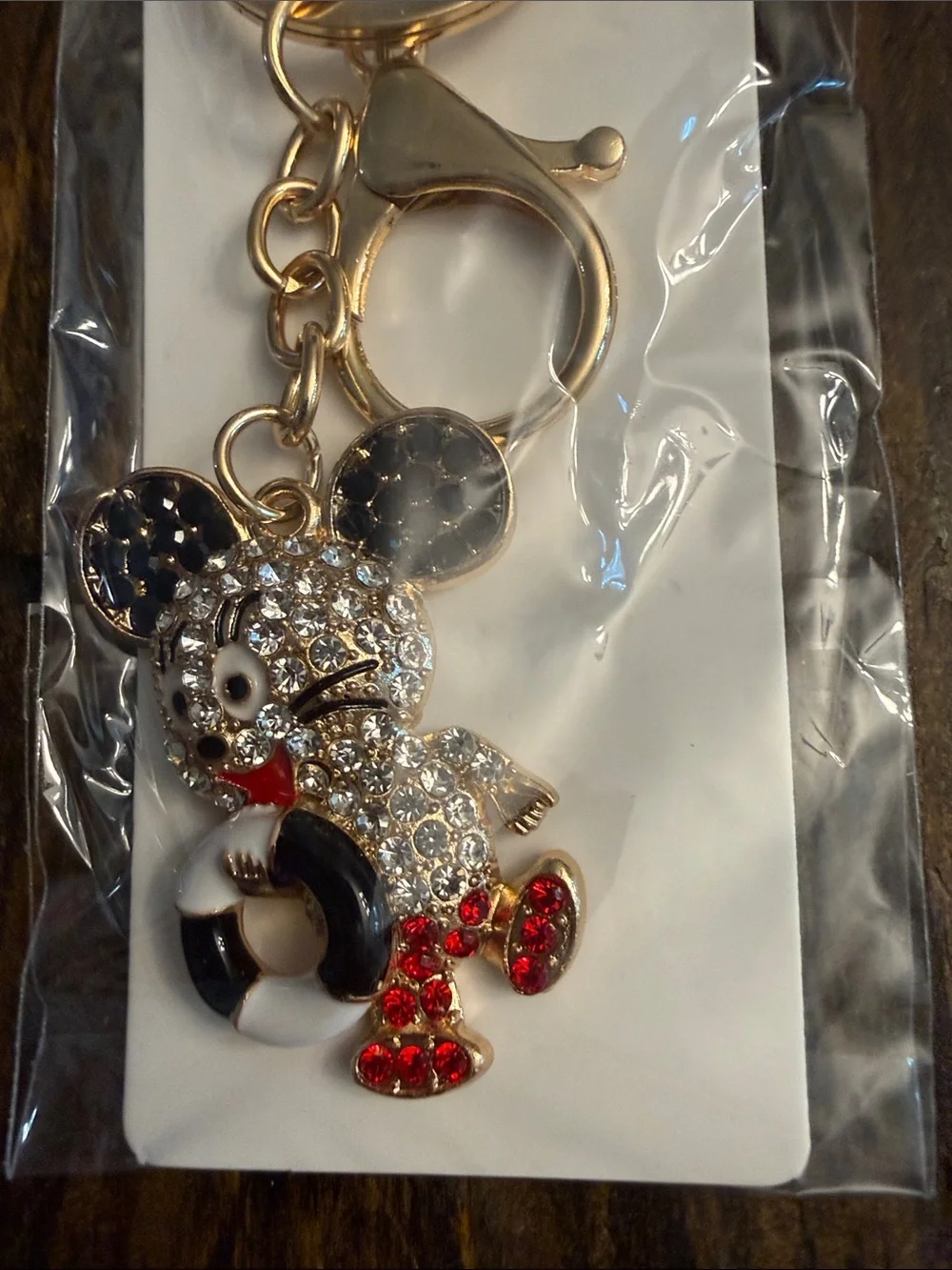 ItGirl Rhinestone ‘Mickey’ Inspired Keychain Charm w/Black & White Enamel